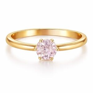 Gold-Plated Ring with Light Pink Stone